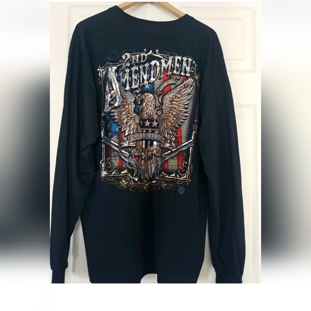 We The People 2nd Amendment Flag Blk long sleeve Eagle Right to Bear Arms shirt